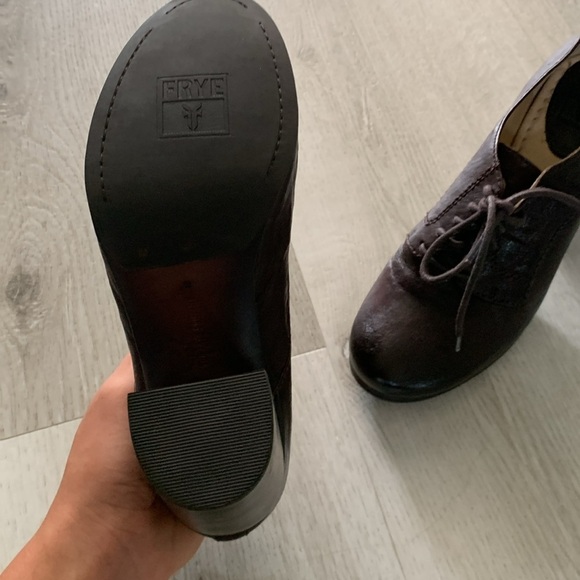 Frye Brown Carson Oxford Heel Size 8.5 M leather lace up - Picture 9 of 11